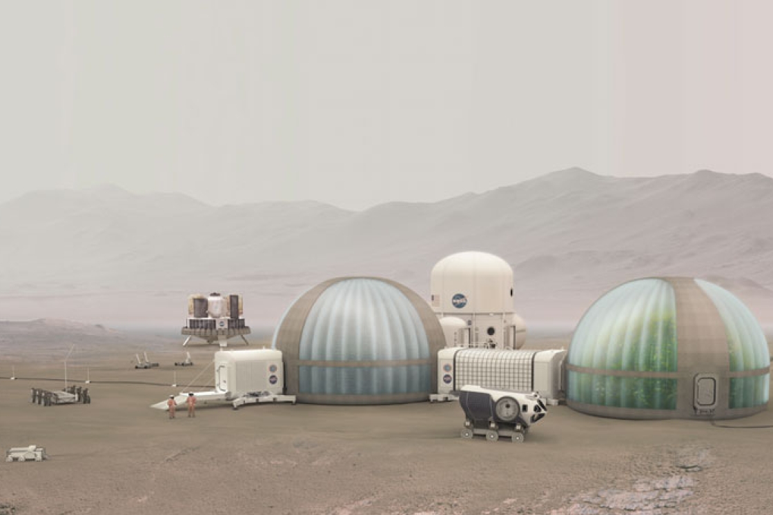 Artist’s rendering of an early Martian outpost
