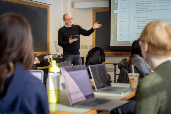 Professor James Dorsey teaching a class