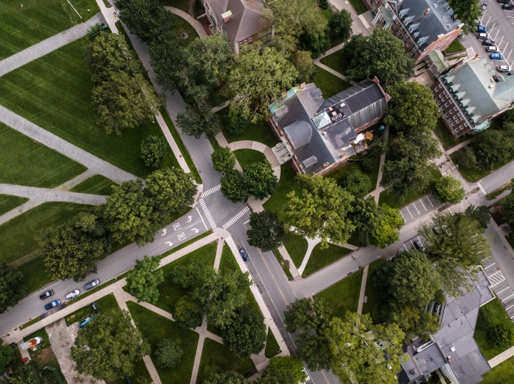 Aerial view of Dartmouth campus