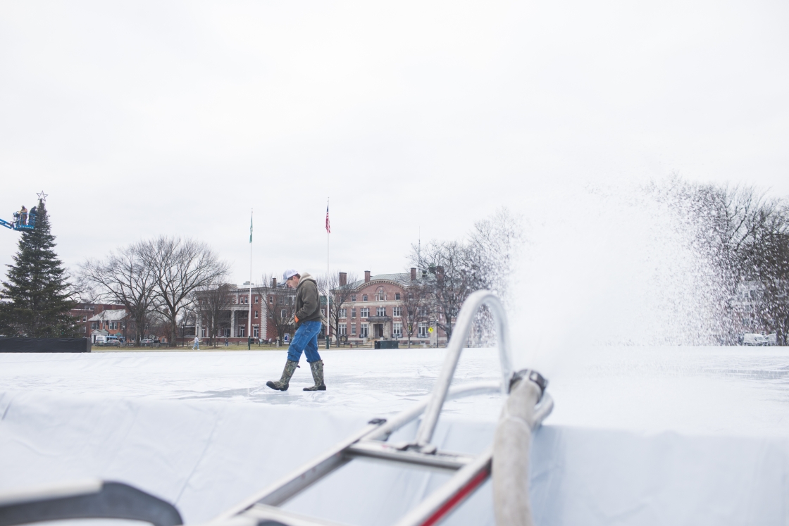 Campus operations floods ice rinks with water