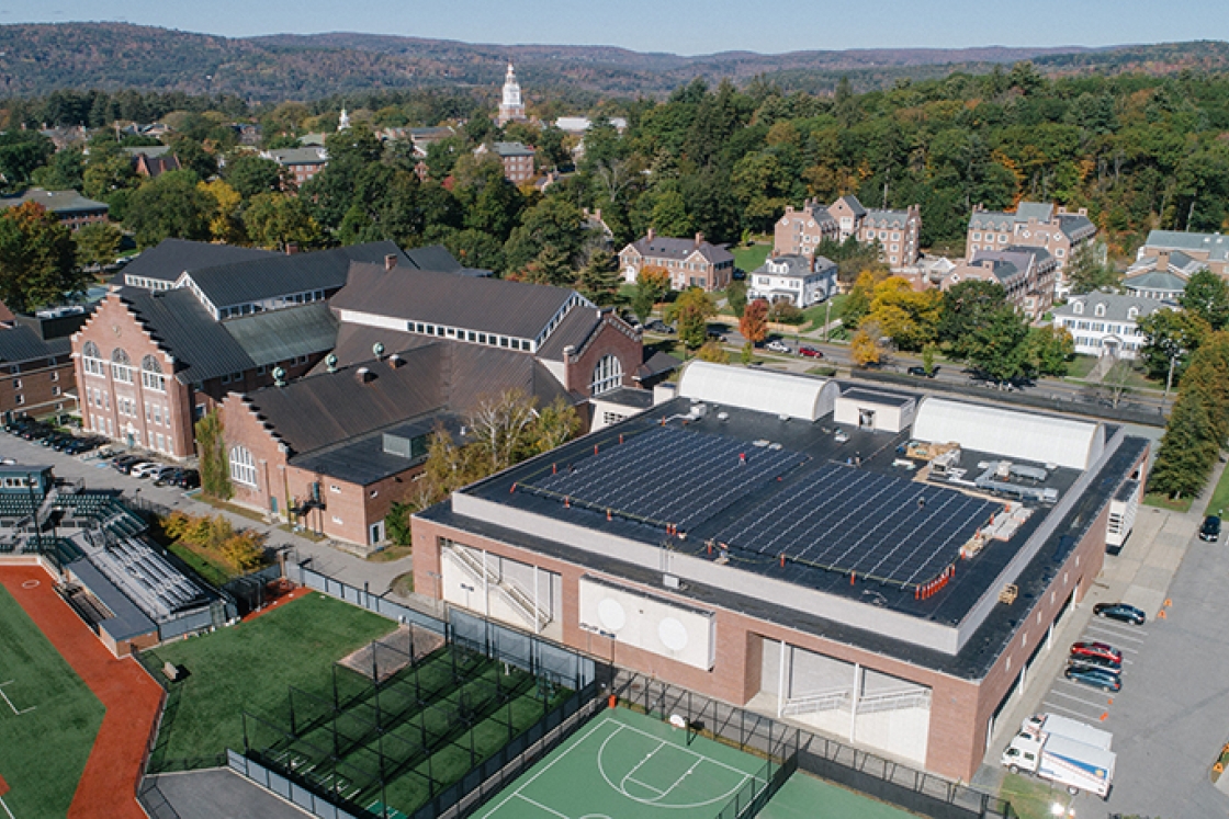 solar panels on the roof of Berry Sports Center