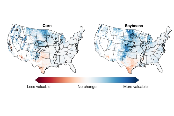 U.S. map of crop irrigation changes.