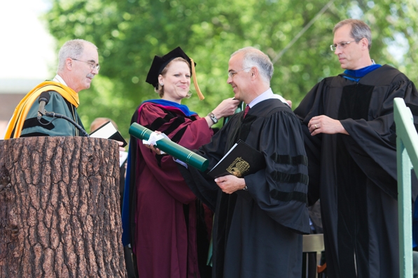 David Brooks receiving his honorary degree