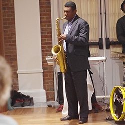 Associate Professor Stephon Alexander on saxophone