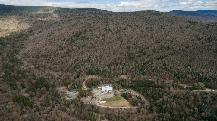 aerial overall view of Moosilauke mountain and lodge construction