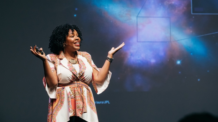 Astronomer Jedidah Isler leads the Shared Academic Experience for the Class of 2023.