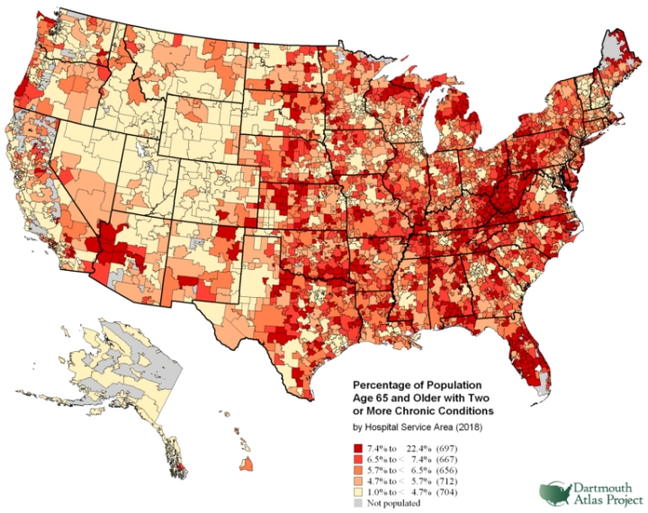 Percentage of population age 65 and older with two or more chronic conditions